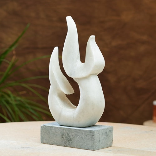 Elegant Marble Flame Sculpture