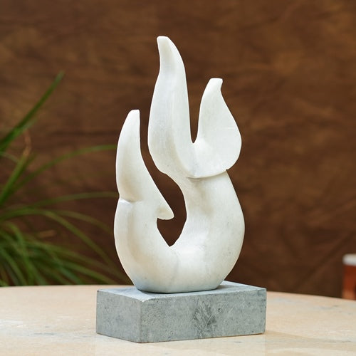 Elegant Marble Flame Sculpture