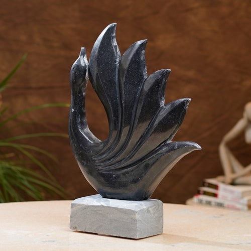 Handcrafted Marble Peacock Sculpture