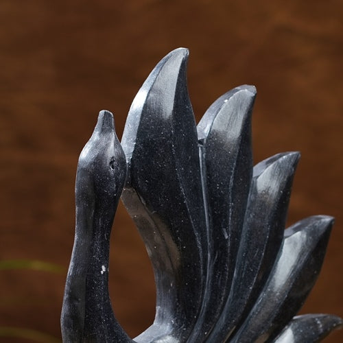 Handcrafted Marble Peacock Sculpture