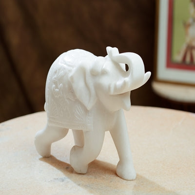White Marble Elephant Pair
