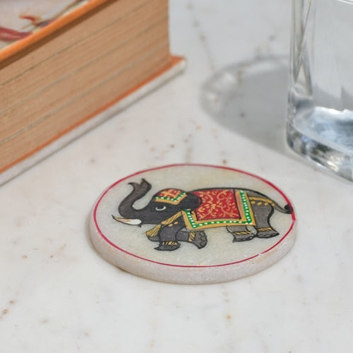 HandPainted Elephant Marble Coaster