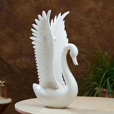 White Marble Swan Sculpture