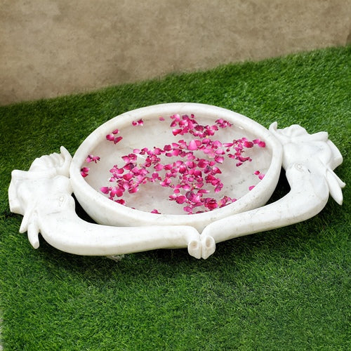 Marble Urli with Elephant Handles