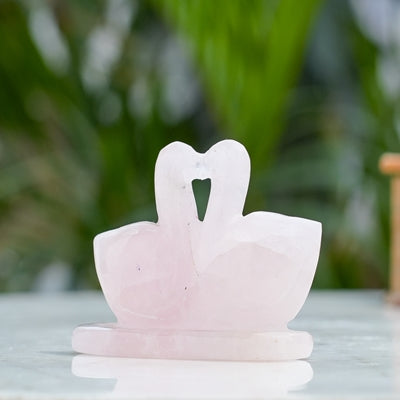 Rose Quartz Swan Figurine