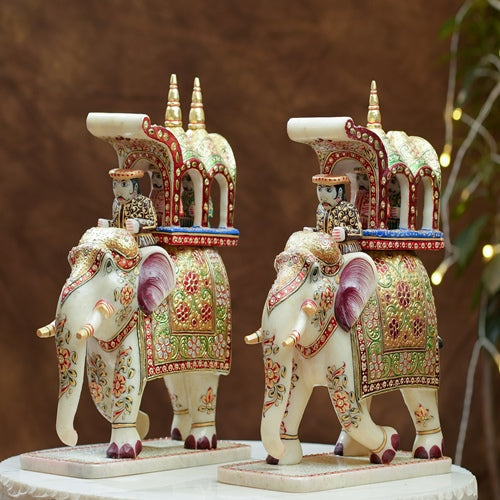 Hand Painted Elephant Ride Figurines