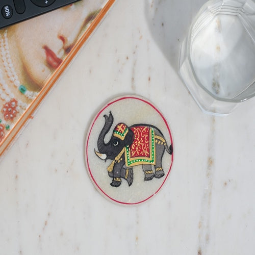 HandPainted Elephant Marble Coaster
