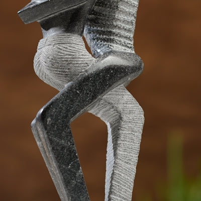 Black Marble Couple Embrace Sculpture