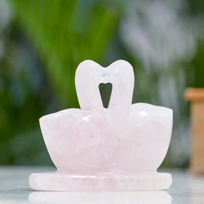 Rose Quartz Swan Figurine