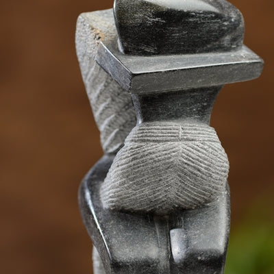 Black Marble Couple Embrace Sculpture