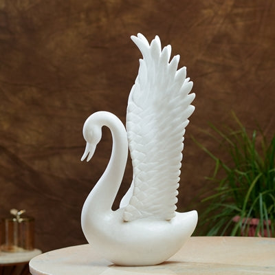 White Marble Swan Sculpture