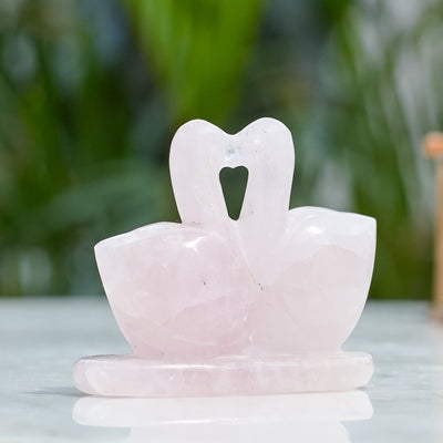 Rose Quartz Swan Figurine