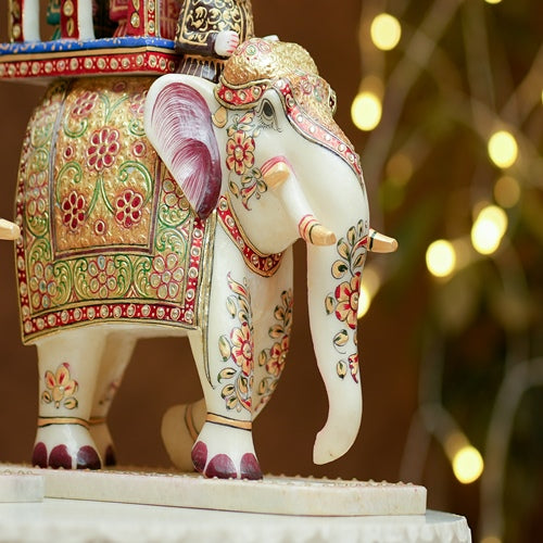 Hand Painted Elephant Ride Figurines