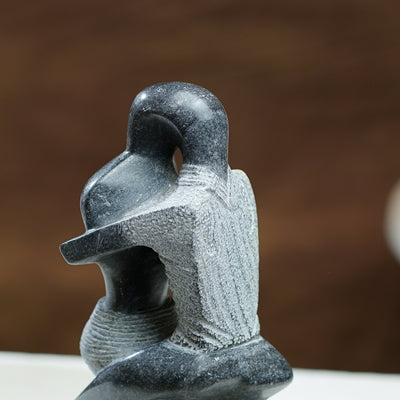 Black Marble Couple Embrace Sculpture