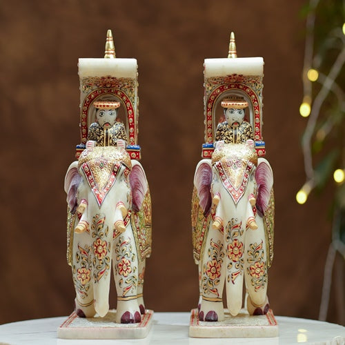 Hand Painted Elephant Ride Figurines