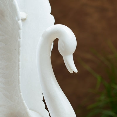 White Marble Swan Sculpture