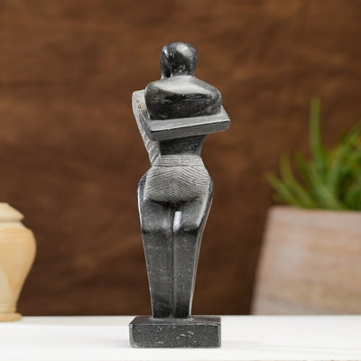 Black Marble Couple Embrace Sculpture