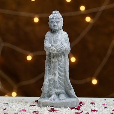 Meditative Buddha Idol  Grey Stone Finish