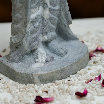 Meditative Buddha Idol  Grey Stone Finish