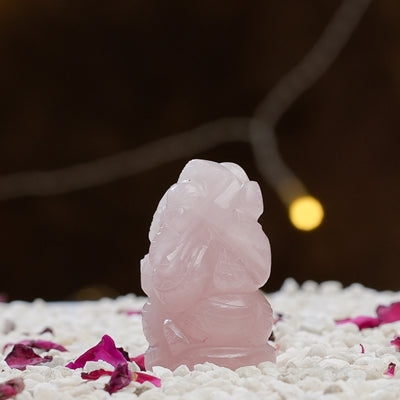 Rose Quartz Ganesh Ji Idol