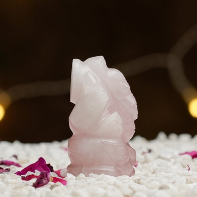 Rose Quartz Ganesh Ji Idol