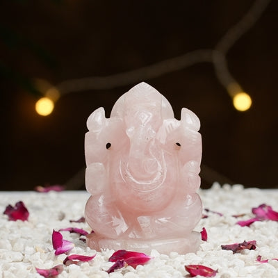 Rose Quartz Ganesh Ji Idol