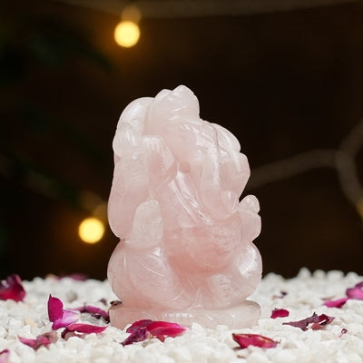 Rose Quartz Ganesh Ji Idol