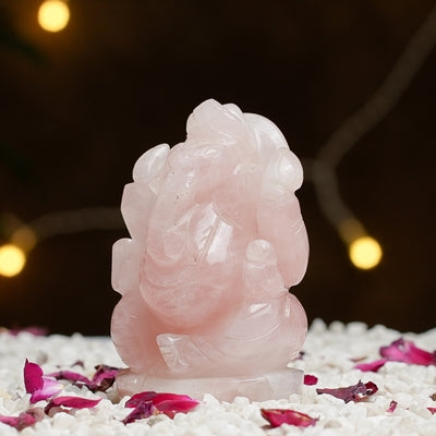 Rose Quartz Ganesh Ji Idol