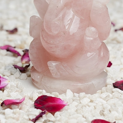 Rose Quartz Ganesh Ji Idol