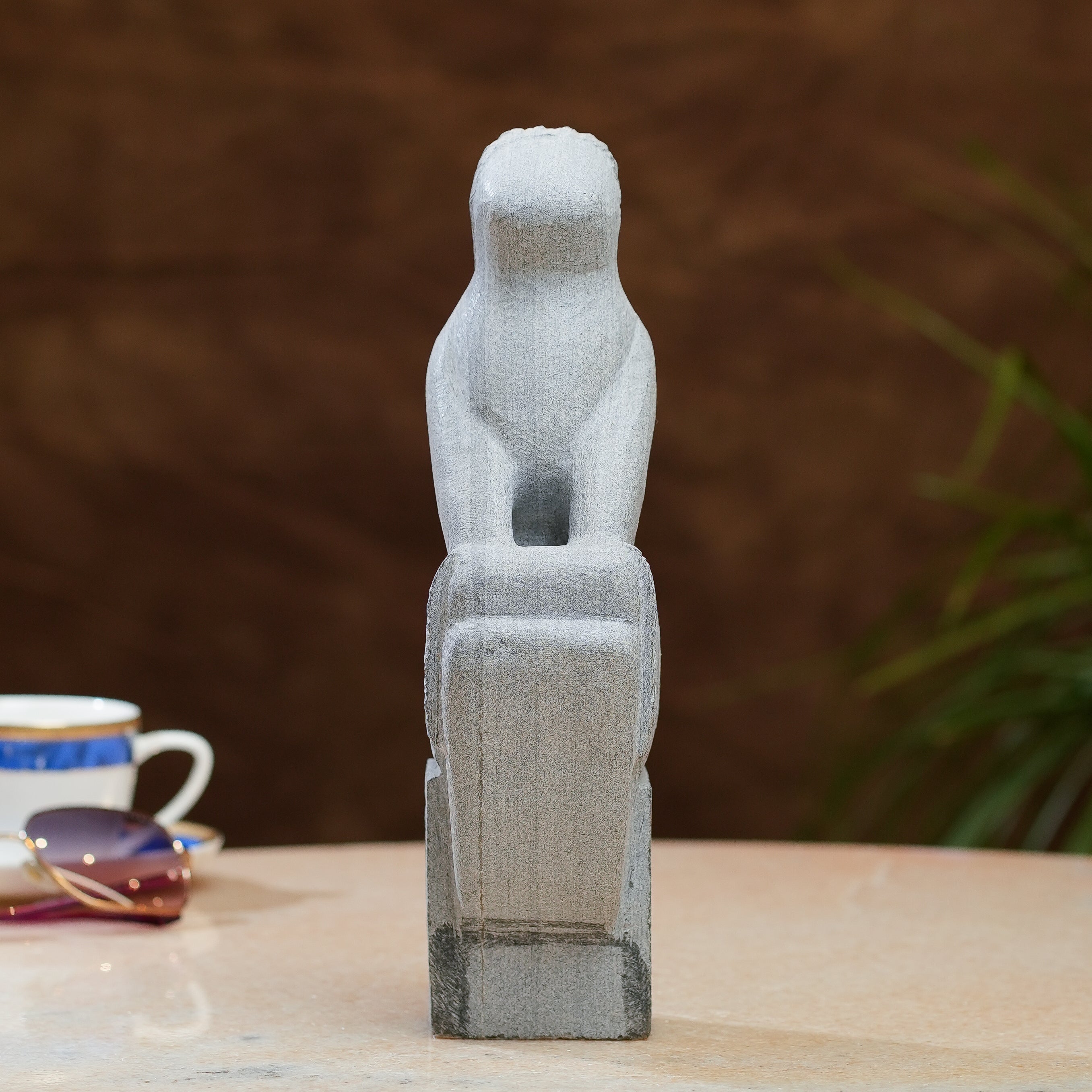 HandCarved Abstract Woman Statue  Grey Stone Finish