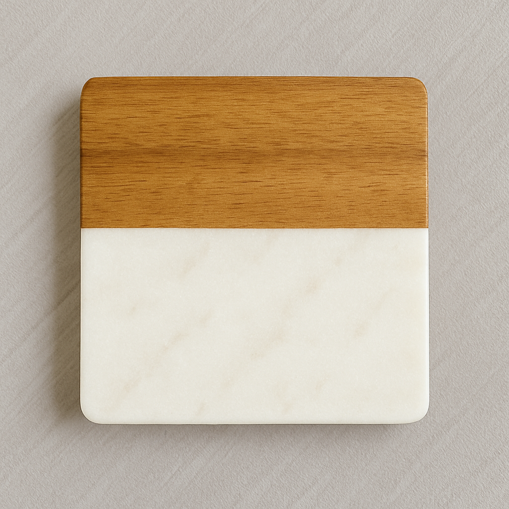 Square Marble & Wood Coaster Set / Set of 2
