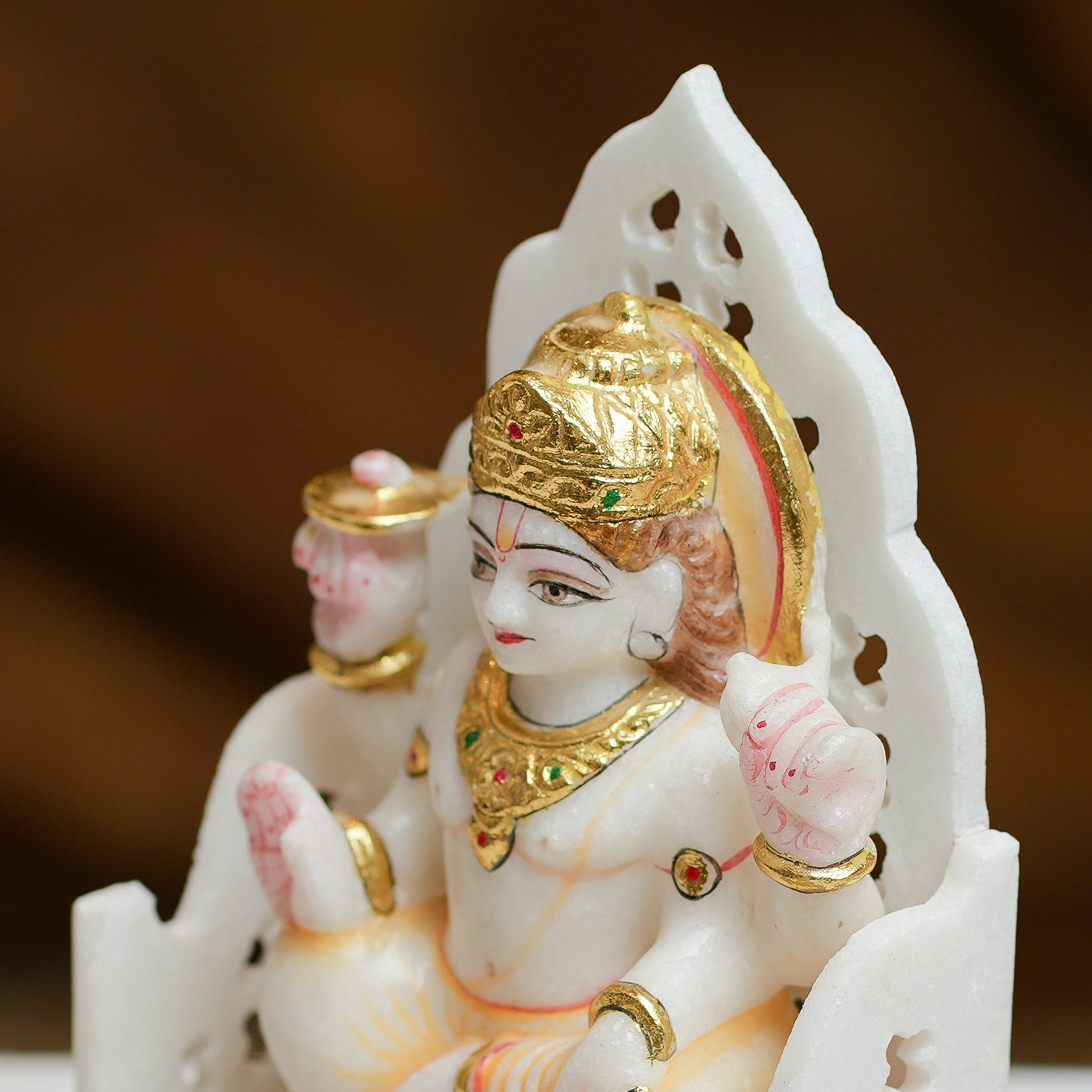 Handcrafted Marble Laxmi Kuber Idol Set with Singhasan