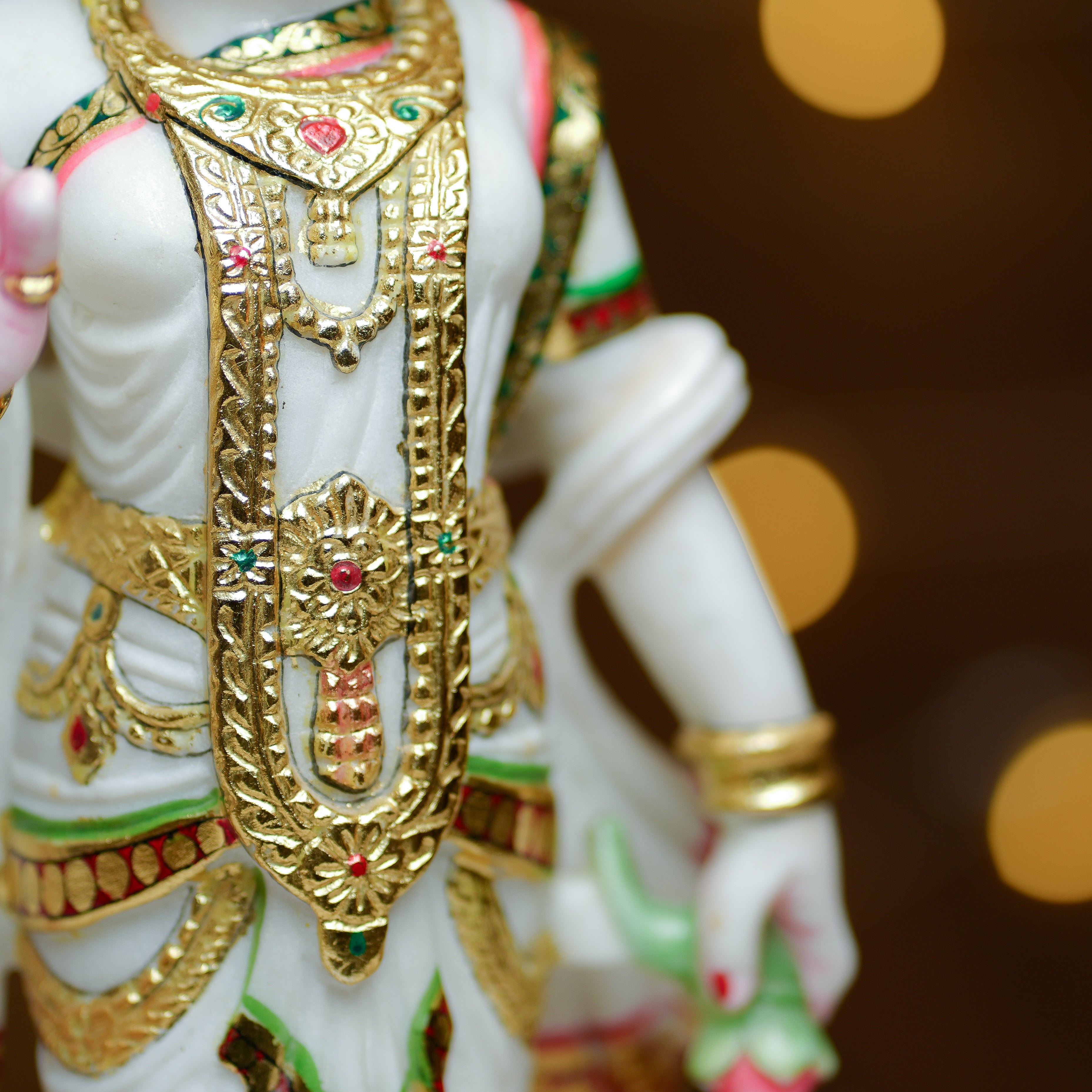 Radha Krishna Marble Idol Set  HandPainted with 24K Gold Touch for Divine Decor