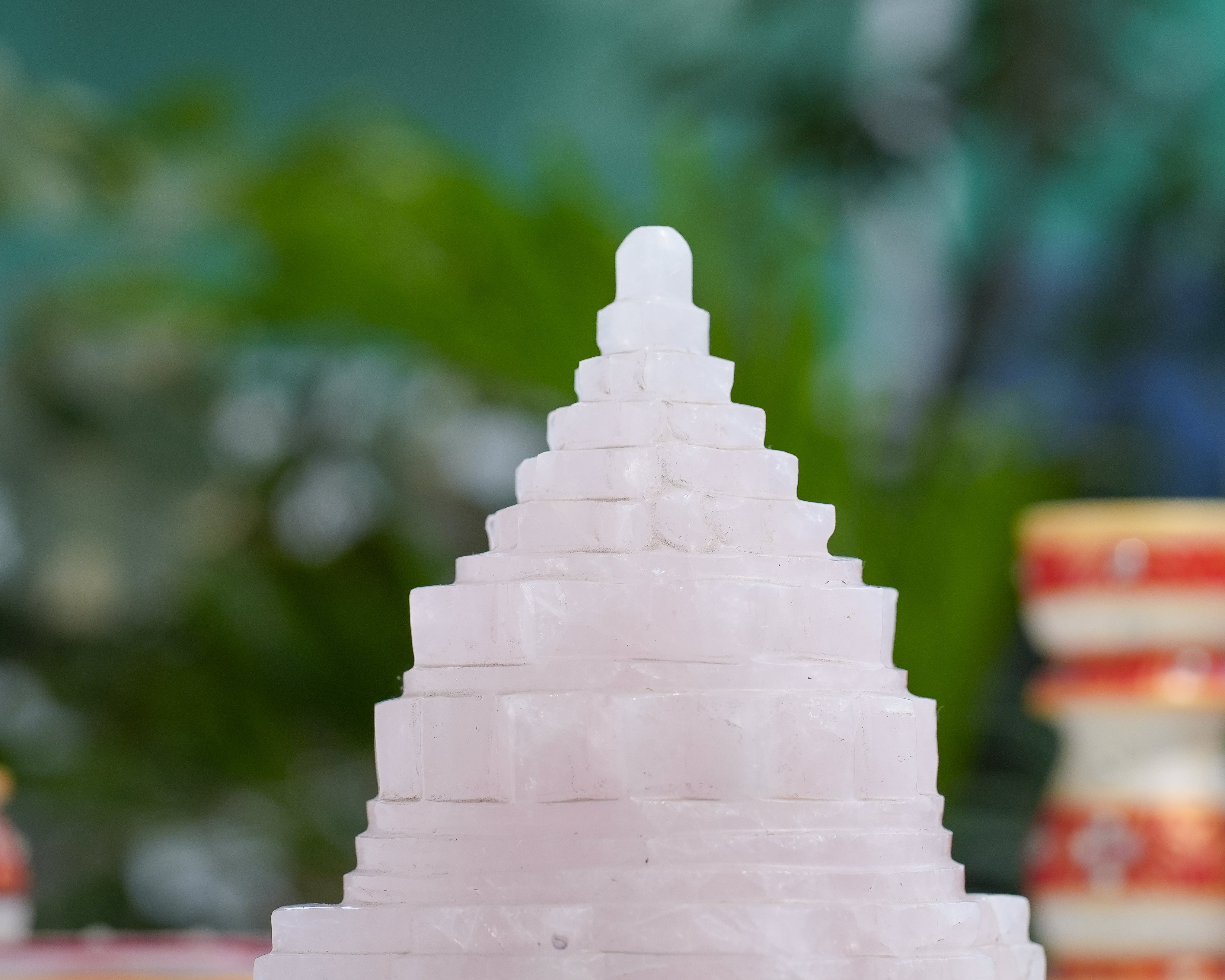 Shree Yantra in Rose Quartz  Hand Carved Meru Design for Love & Harmony