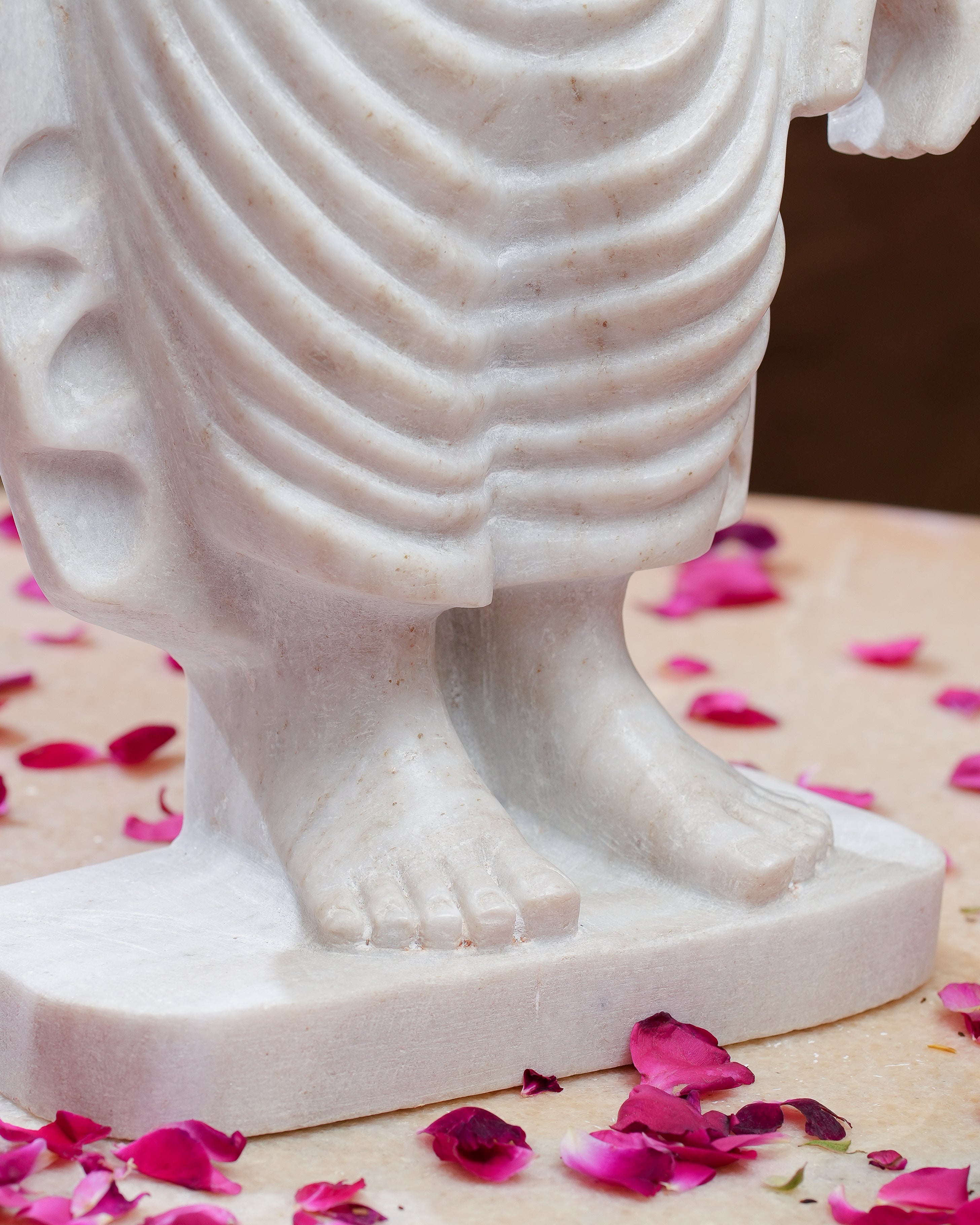 Standing Buddha Statue in White Marble  Abhaya Mudra (Blessing Pose)
