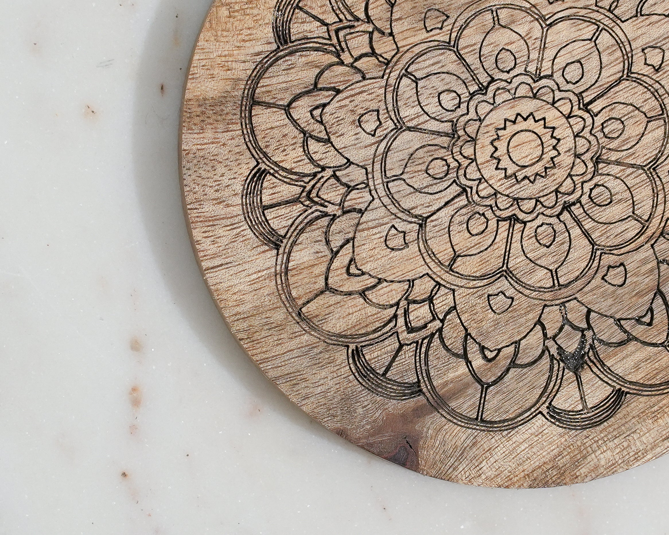 Handcrafted Wooden Mandala Coaster  Round Design