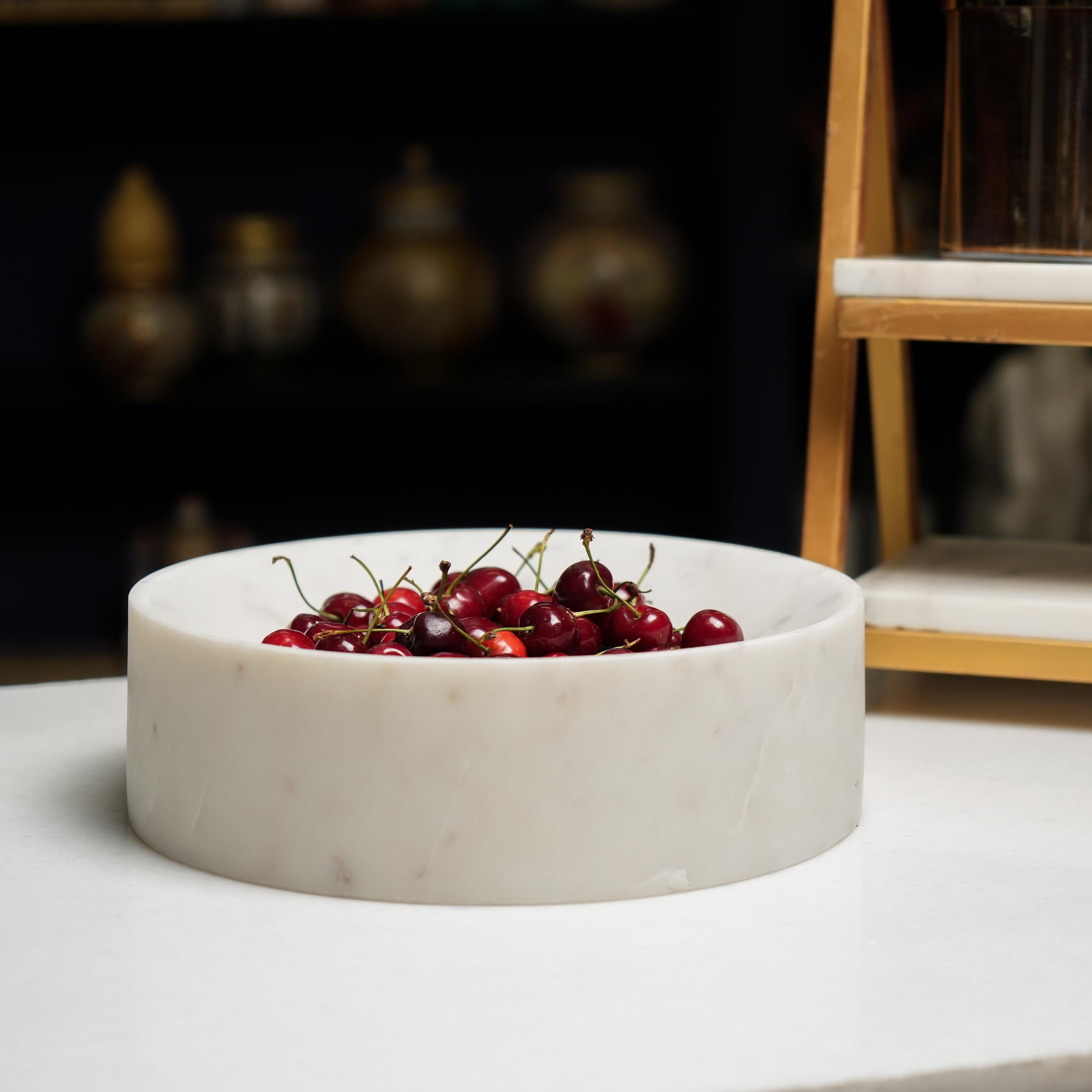 Minimalist White Marble Fruit Bowl