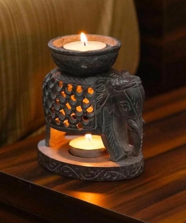 HandCarved Elephant Oil Diffuser & Tealight Holder