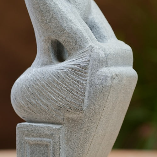 Modern Abstract Sitting Figure Sculpture