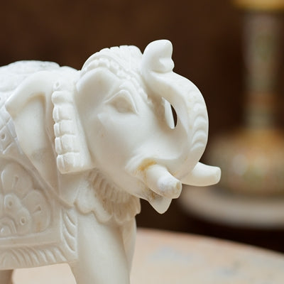 White Marble Elephant Pair