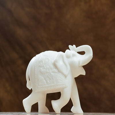 White Marble Elephant Pair