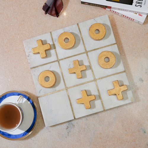 Handcrafted Marble Tic-Tac-Toe (XO) Game