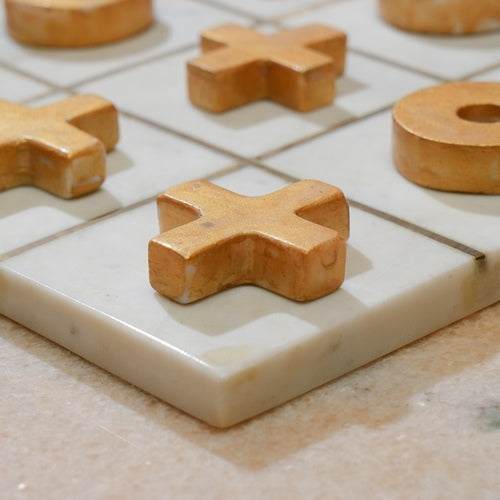 Handcrafted Marble Tic-Tac-Toe (XO) Game