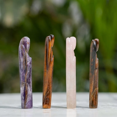 Semi-Precious Hand-Carved Angel Figurines (Stone)
