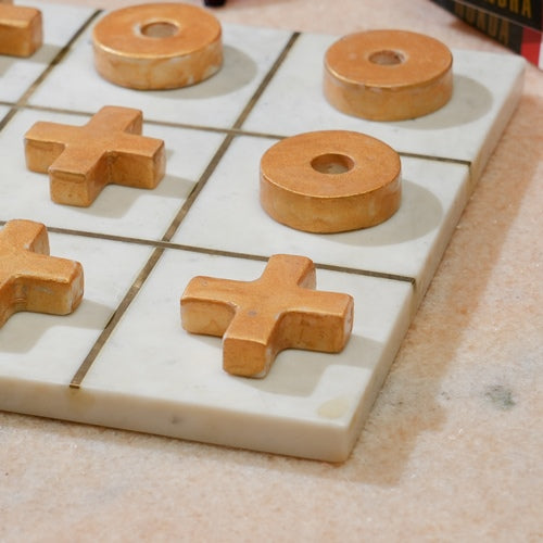 Handcrafted Marble Tic-Tac-Toe (XO) Game
