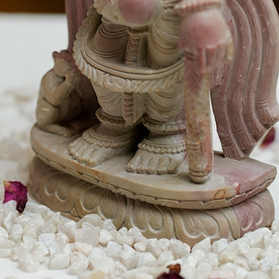 Standing Ganesh Ji Murti in Pink Stone – Hand-Carved Elegance