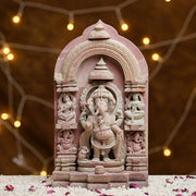 Hand-Carved Temple Style Pink Stone Ganesh Ji Murti