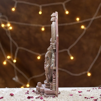 Hand-Carved Temple Style Pink Stone Ganesh Ji Murti