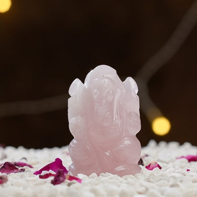 Rose Quartz Ganesh Ji Idol