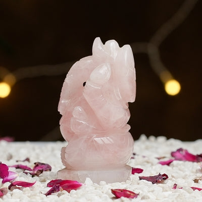 Rose Quartz Ganesh Ji Idol – Set of 2 (Small & Medium)